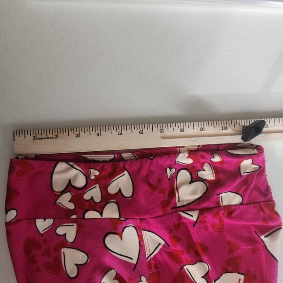 Lularoe Leggings Womens One Size Pink Heart Print Yoga Pants Stretch Soft Cute - Picture 4 of 11